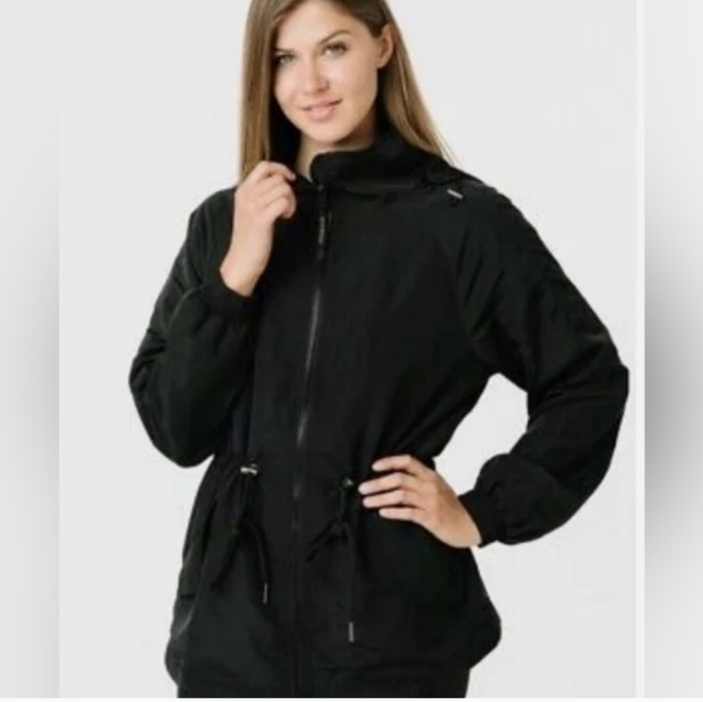 Zyia Black Drawstring Hooded Jacket size large - Picture 16 of 16